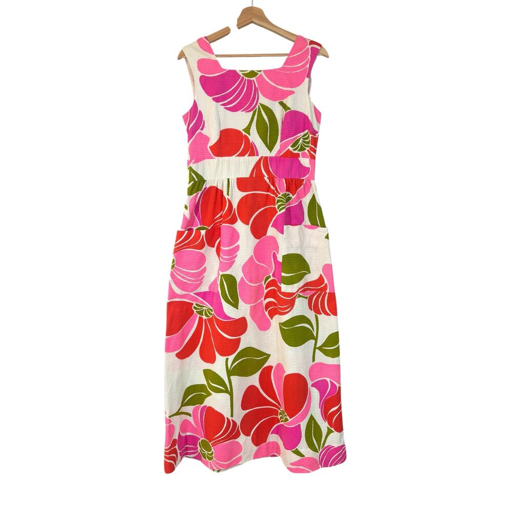 Vintage 60s 70s Colorful Hawaiian Floral Maxi Dress M Tropical Groovy Retro - Picture 2 of 9